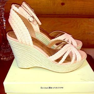 Lucky Brand wedge heels, size 9, worn once.